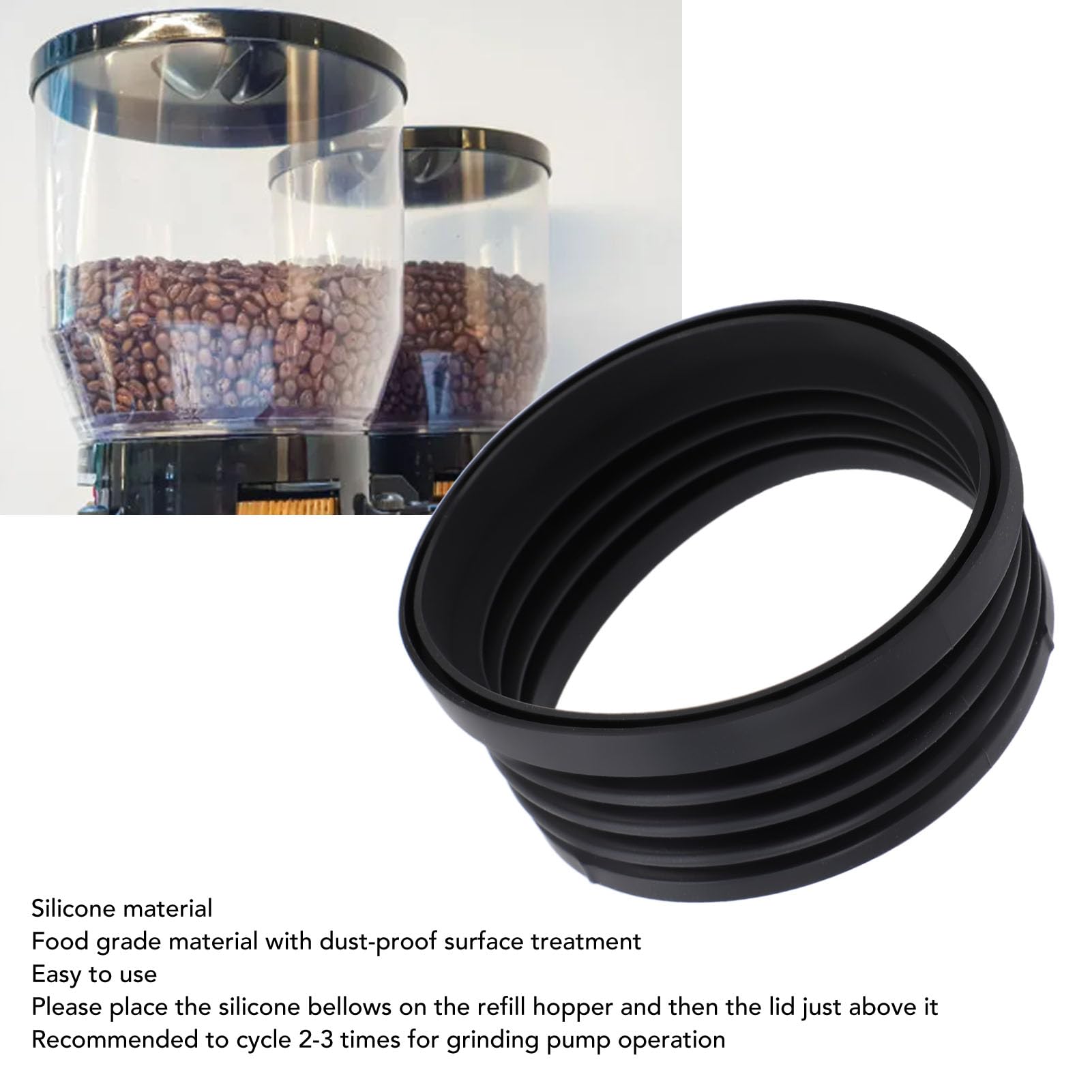 Soffietto in Silicone per Macinacaffè con Pompa Manuale, Tramoggia Monodose per Pulizia Profonda, Compatibile con Macinini Domestici e Professionali