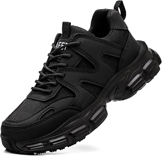HOGENT Steel Toe Shoes Women Men Wide Non-Slip Composite Work Sneakers - Lightweight Breathable Puncture-Proof Safety Shoes