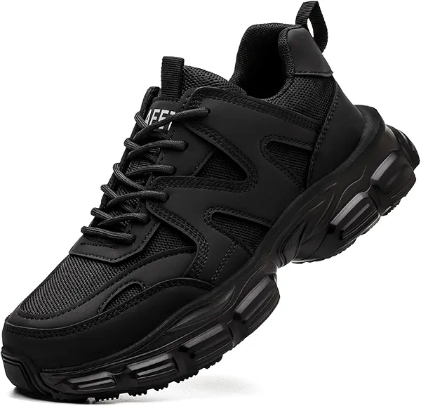 Steel Toe Shoes for Women Men Wide Non Slip Composite Work Sneakers Indestructible Comfortable Safety Tennis Shoes Lightweight Breathable Construction Sneakers Puncture Proof Ergonomic Design