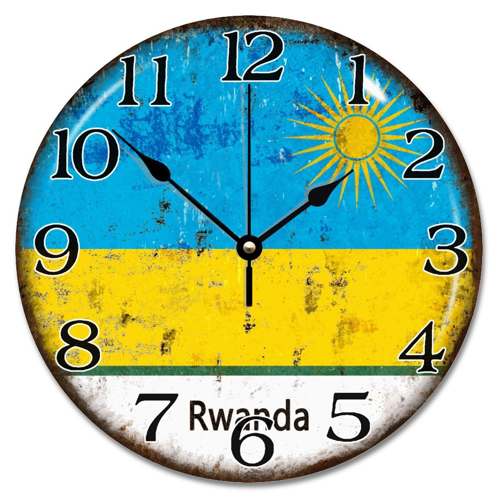 Horloge silencieuse Rwanda 30,5 cm sans tic-tac grande pendule murale vintage