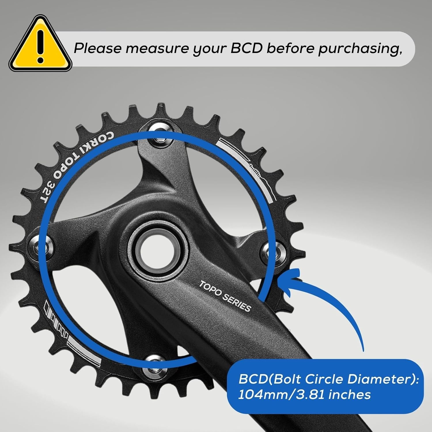 corki Cycles Bike Cranksets, 170mm 104 BCD Bike Crank Arm Set, with Chainring Bolts, for Road Mountain Bicycle, 32T/34T/36T/38T (1 Pair)