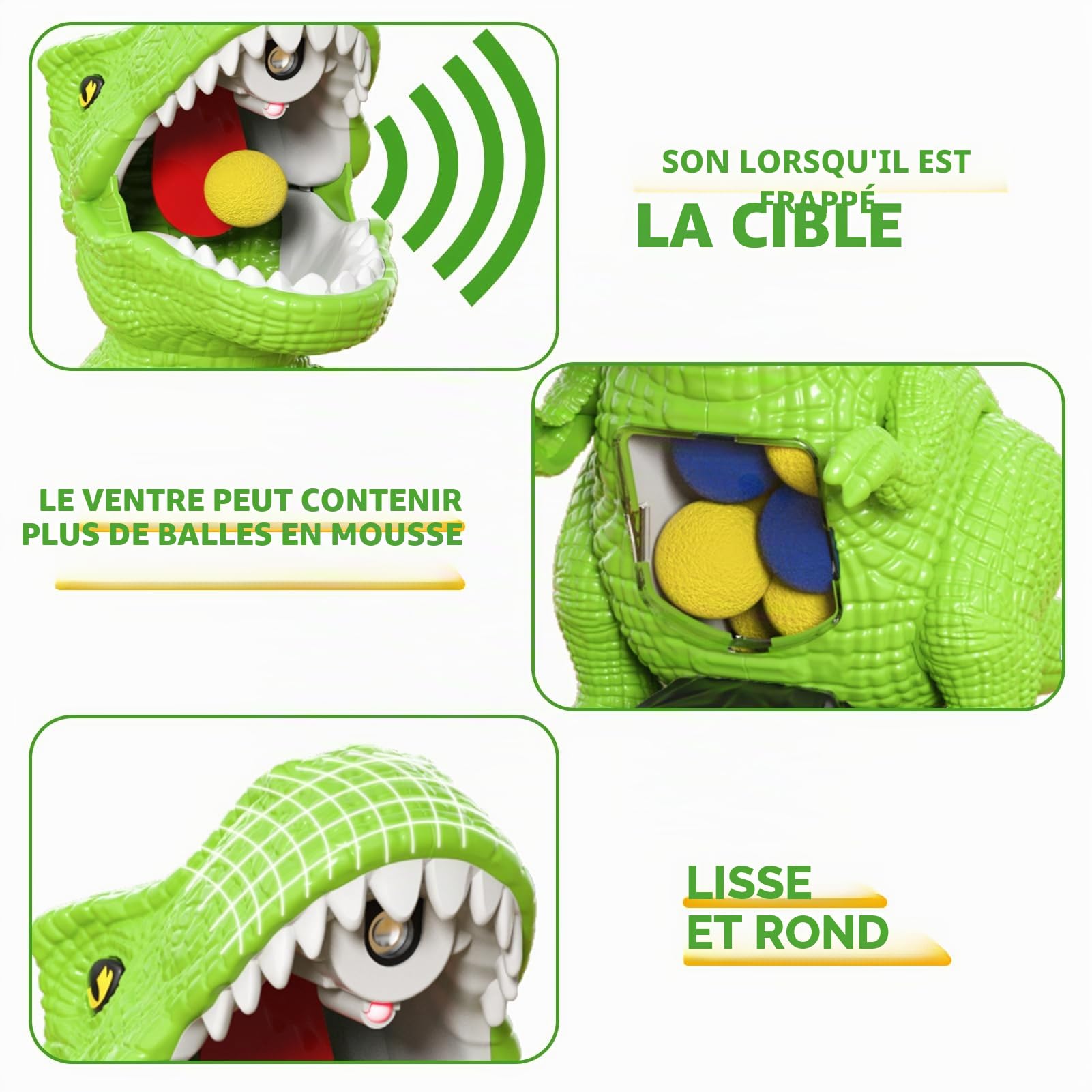 Jouet de tir Dinosaure pour garçon de 2, 3, 4, 5, 6, 7 Ans, avec Lanceur de Pompe à air, Cible Mobile et 48 Boules en Mousse, Jeux d'extérieur/arrière-Cour avec Score LED et Son