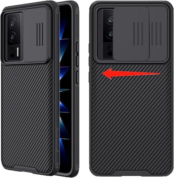 Poco F5 Pro Case Slide Cover Lens Camera Protective Cover Shockproof Drop Protection Soft Frame & Hard Back Phone Shell Bumper F5Pro TPU+PC Black