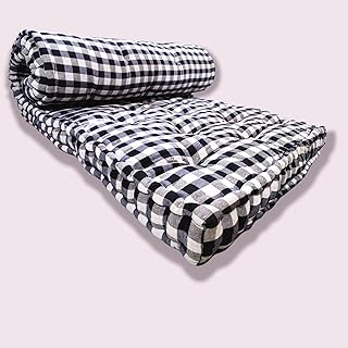 ATOOTFUSION Soft 5-Inch Thick Cotton Box Quilt Mattress | Medium Firm, Reversible, Foldable, Single Bed Mattress | Gadda with White & Black Checkered Pattern | Single Size (72x36x5 Inch)