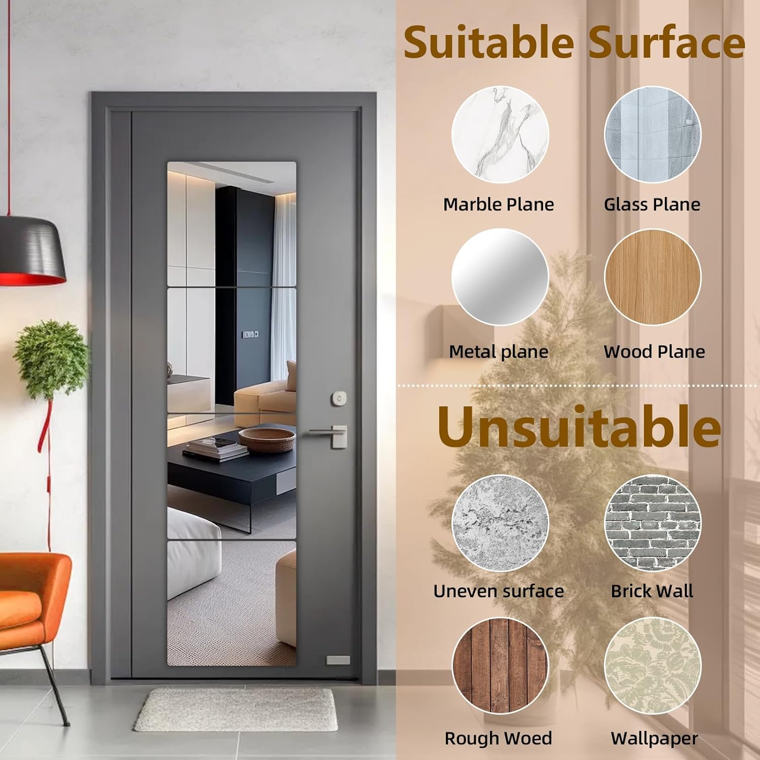 Stick on Small Mirror for Wall Decor, Plastic Non Glass Sticky Kids Safety Toddler Mirrors, 4 Pack 14”x14” Acrylic Mirror Tiles, Shatterproof Mirrors Sheet for Bedroom, Unbreakable Adhesive Mirror's