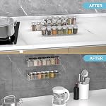 PMMASTO Adhesive Spice Organisateur de rack pour armoire, support mural de ricke acrylique, rack mural d'épice spatiale pour armoire de cuisine, tableau de bord, porte-manger de comptoir (Clear - 2 PACK)