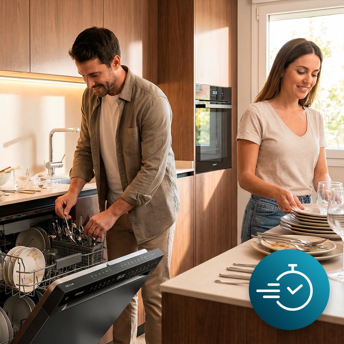 Cecotec Freistehender Geschirrspüler 60 cm Bolero Aguazero 6205. 13 Maßgedecke, 12 Programme, Energieeffizienzklasse D, Inverter Plus Duo Motor, Super Trocken, Halbe Beladung, Leises Waschen