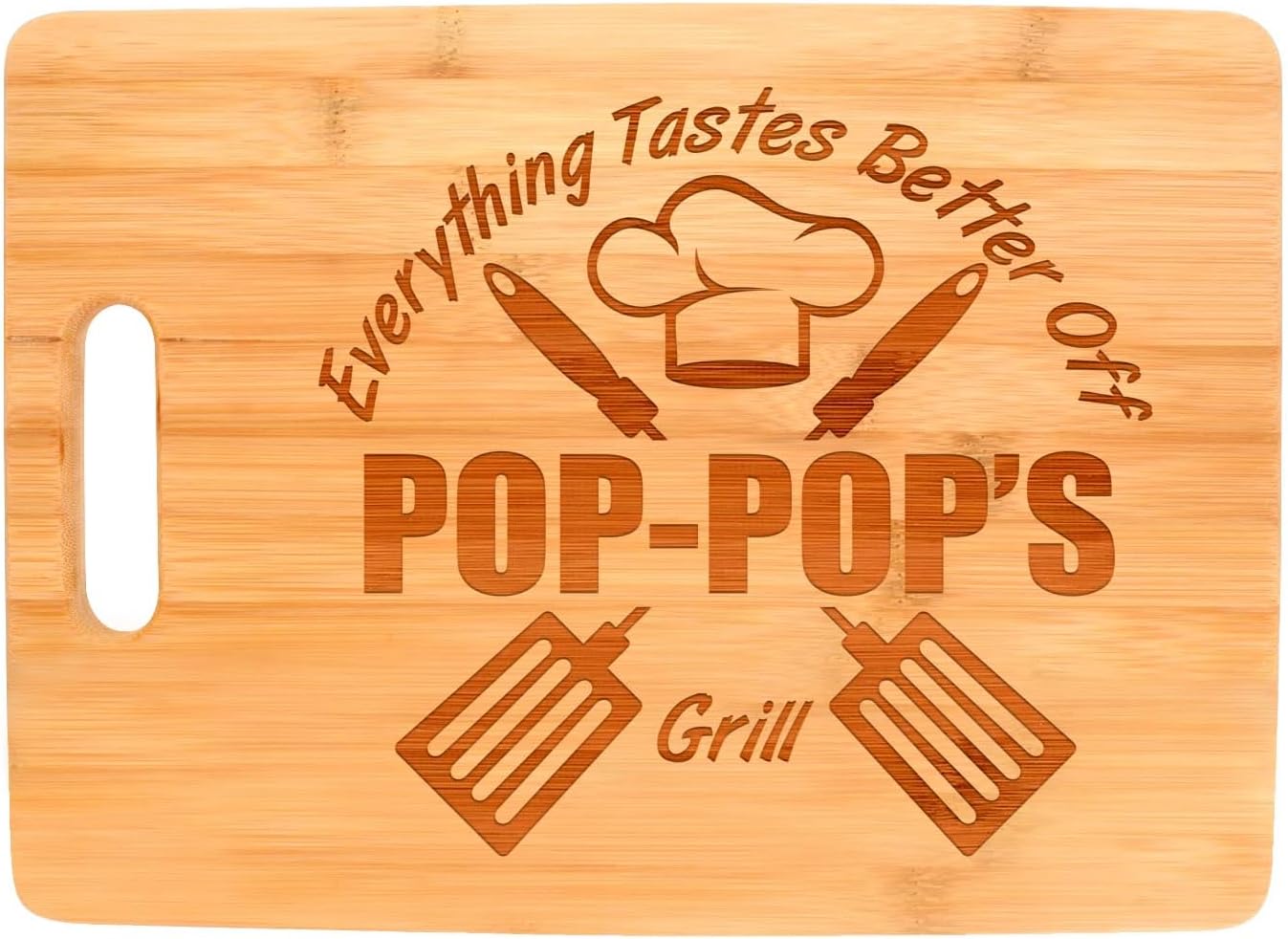 Father's Day Gifts for Grandpa Everything Tastes Better Off Pop-Pop's Grill Decorative Paddle Shaped Wood Serving Board
