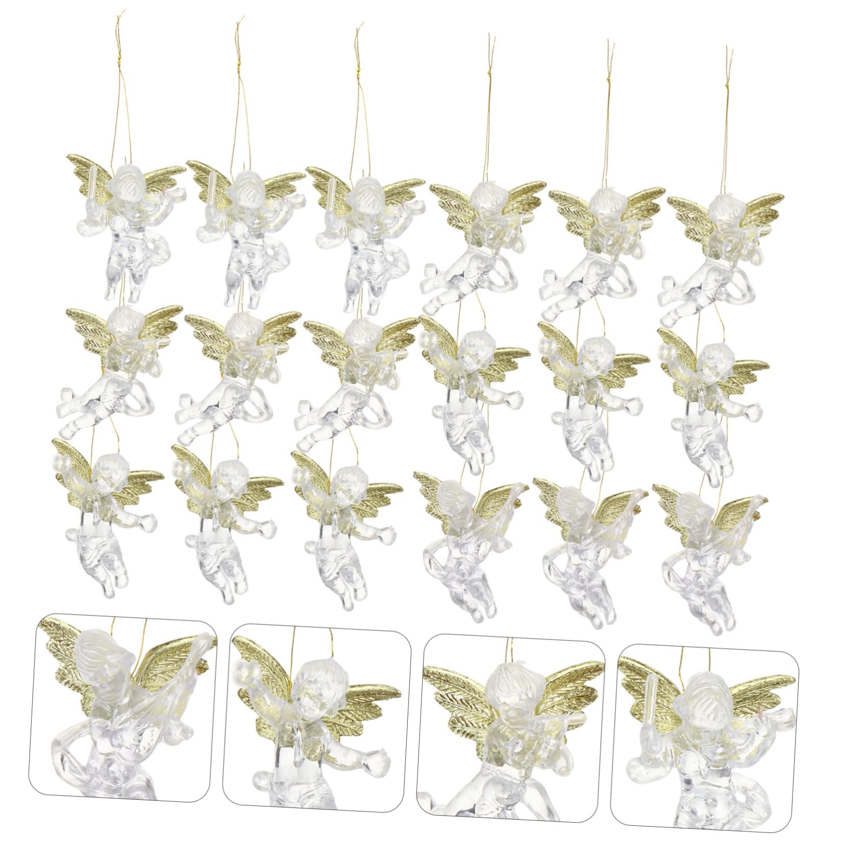 PRETYZOOM 72 Pz ciondolo d'angelo ciondolo albero di natale ornamenti chiari con oro decorazioni natalizie economiche angeli natalizi giocattoli da ragazza arredamento retrò plastica