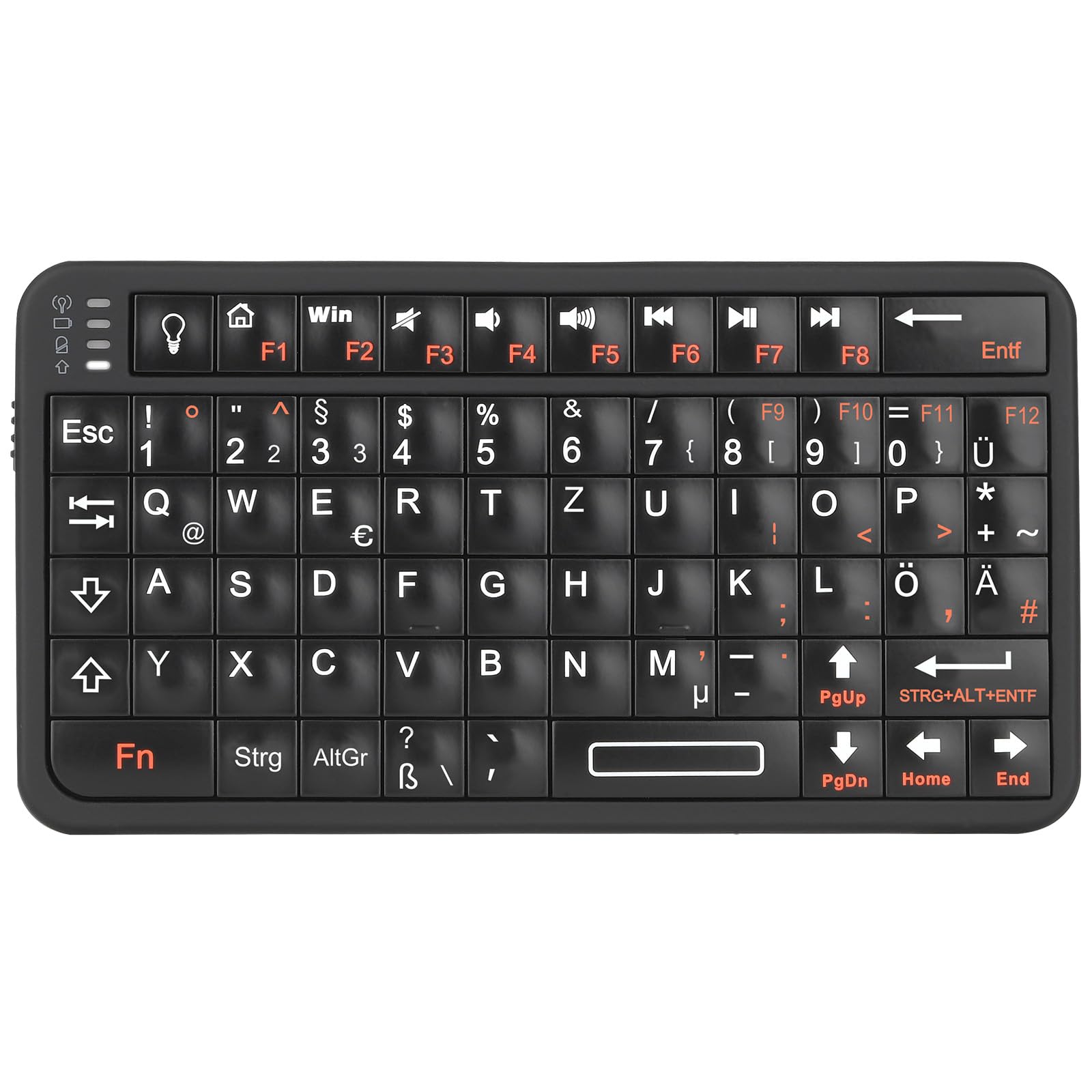 Rii Mini Bluetooth Tastatur, Tragbare Drahtlose mit Hintergrundbeleuchtung, Handflächengroß(11x6x1cm), Wiederaufladbare Mini Tastatur für Smart TV/Android TV Box/Smartphone/HTPC/IPTV