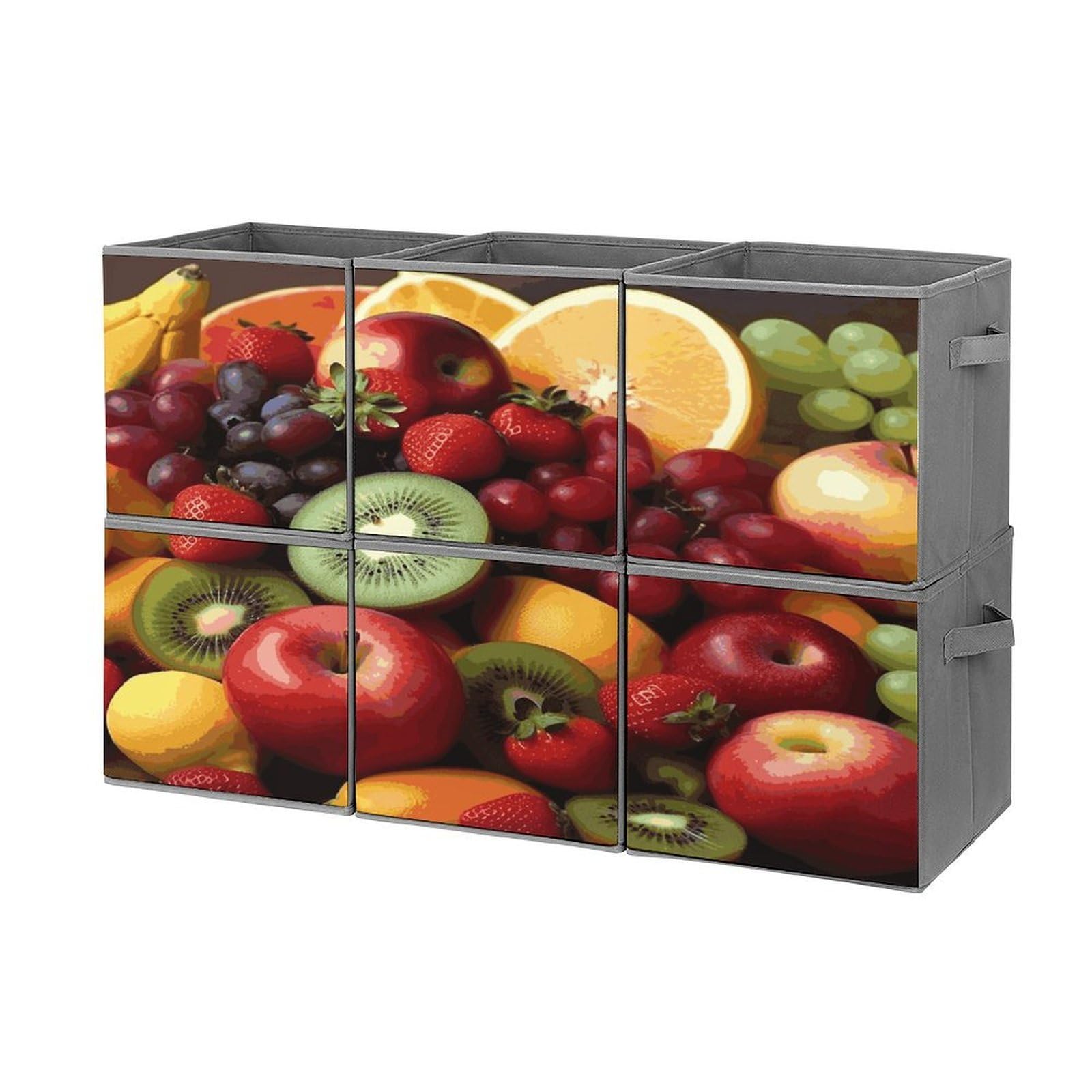 Fekiloot Style Fresh Fruits And Vegetables Storage Bin For Foldable And Handles,Closet Organizer Of 6-Pack Stackable,Storage Box For Living,Room, Office,Bedroom,Closet