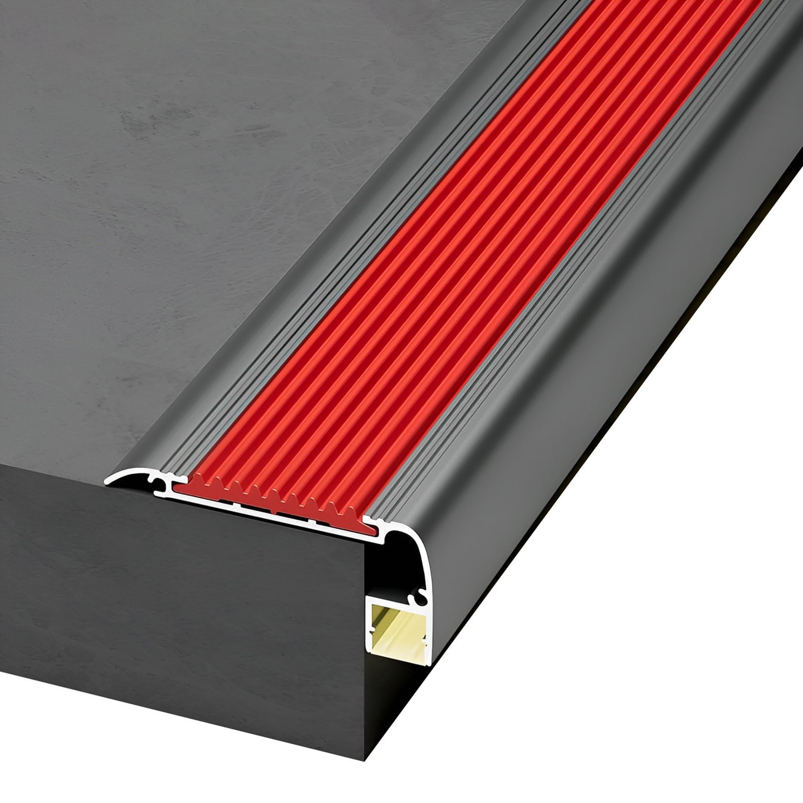 Aluminium-LED-Stufe Ed-Profil L-Sd rutschfeste Treppenkante für den Innen- und Außenbereich, 100/134 cm Länge (Rot 120 cm) – erhöht die Sicherheit und Sicherheit