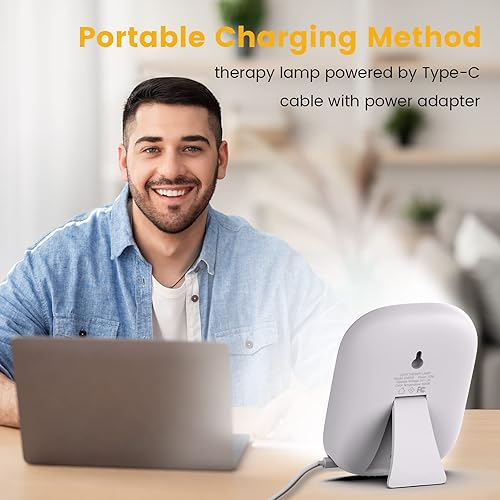 Miniatura 7 de LASTAR Lámpara de terapia de luz de 10,000 lux, lámpara de luz diurna sin rayos UV con función de memoria, 5 niveles de brillo ajustables y 4