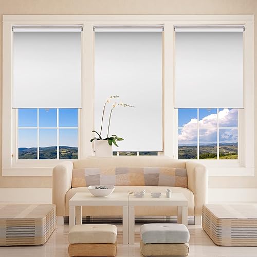 Miniatura 2 de Persianas 100% opacas para ventanas, sin cordón, con aislamiento térmico, tela de protección UV. Persianas enrollables opacas totales para oficina y