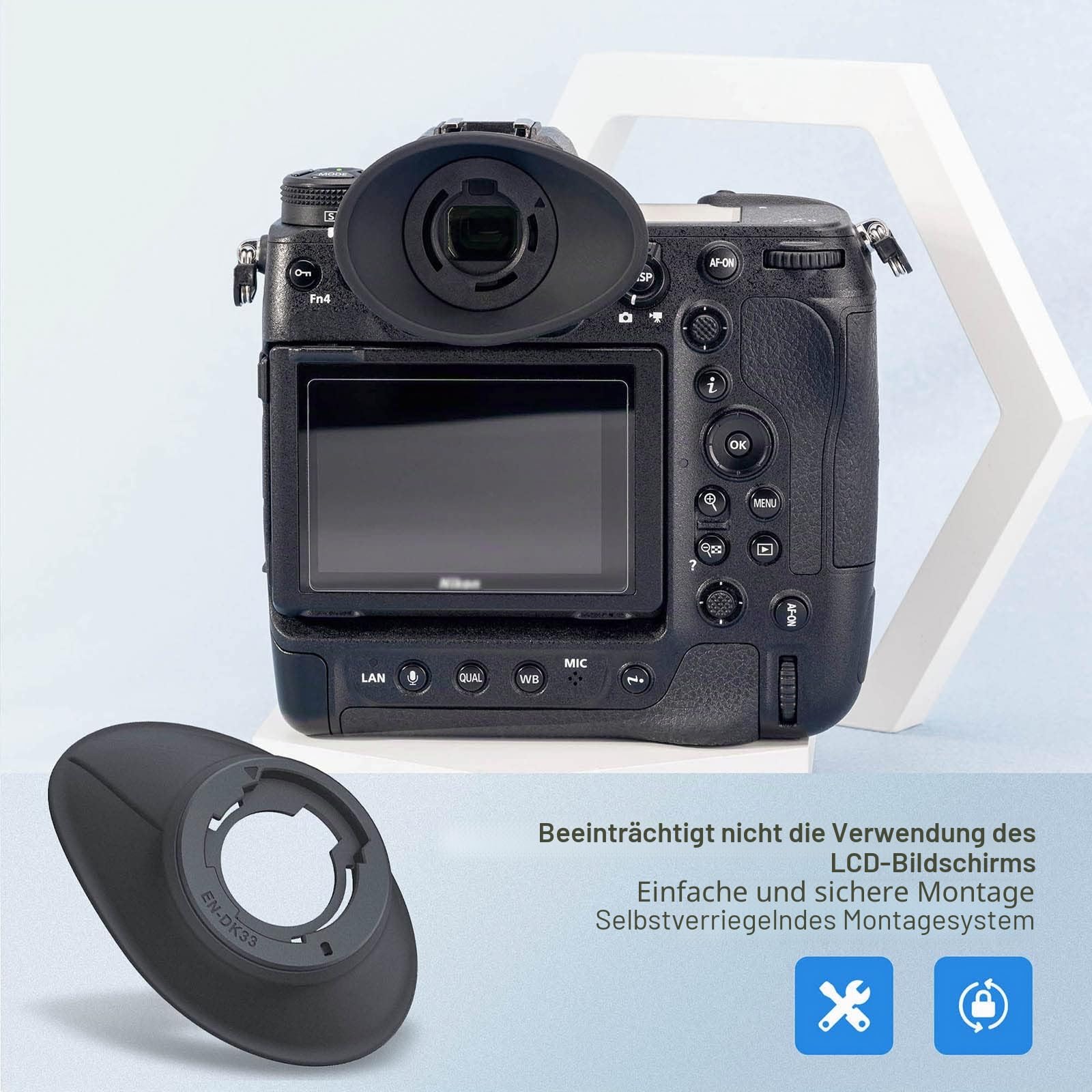 JJC Weiche Silikon-Augenmuschel Okular für Nikon Z 9, Z 8, Z9 Z8 spiegellose Kamera ersetzt Nikon DK-33