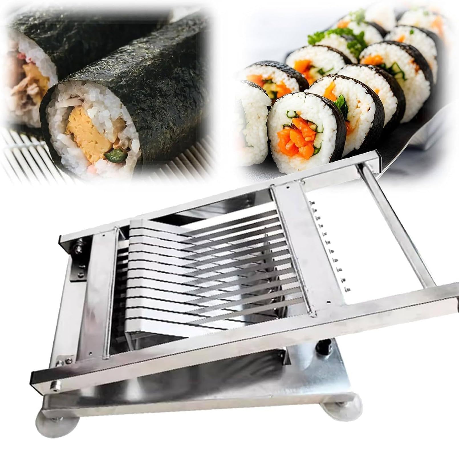 Nóż do sushi, ręczny nóż do kulek ryżowych ze stali nierdzewnej do płynnego cięcia, 8/10/12 segmentów do sushi, idealny do restauracji i barów