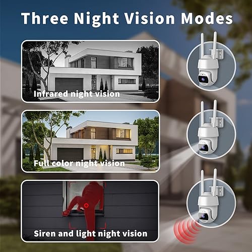 Miniatura 5 de P Panoraxy Cámara de seguridad WiFi 2K para exteriores, cámara de seguridad inalámbrica HD para exteriores con seguimiento automático de movimiento,