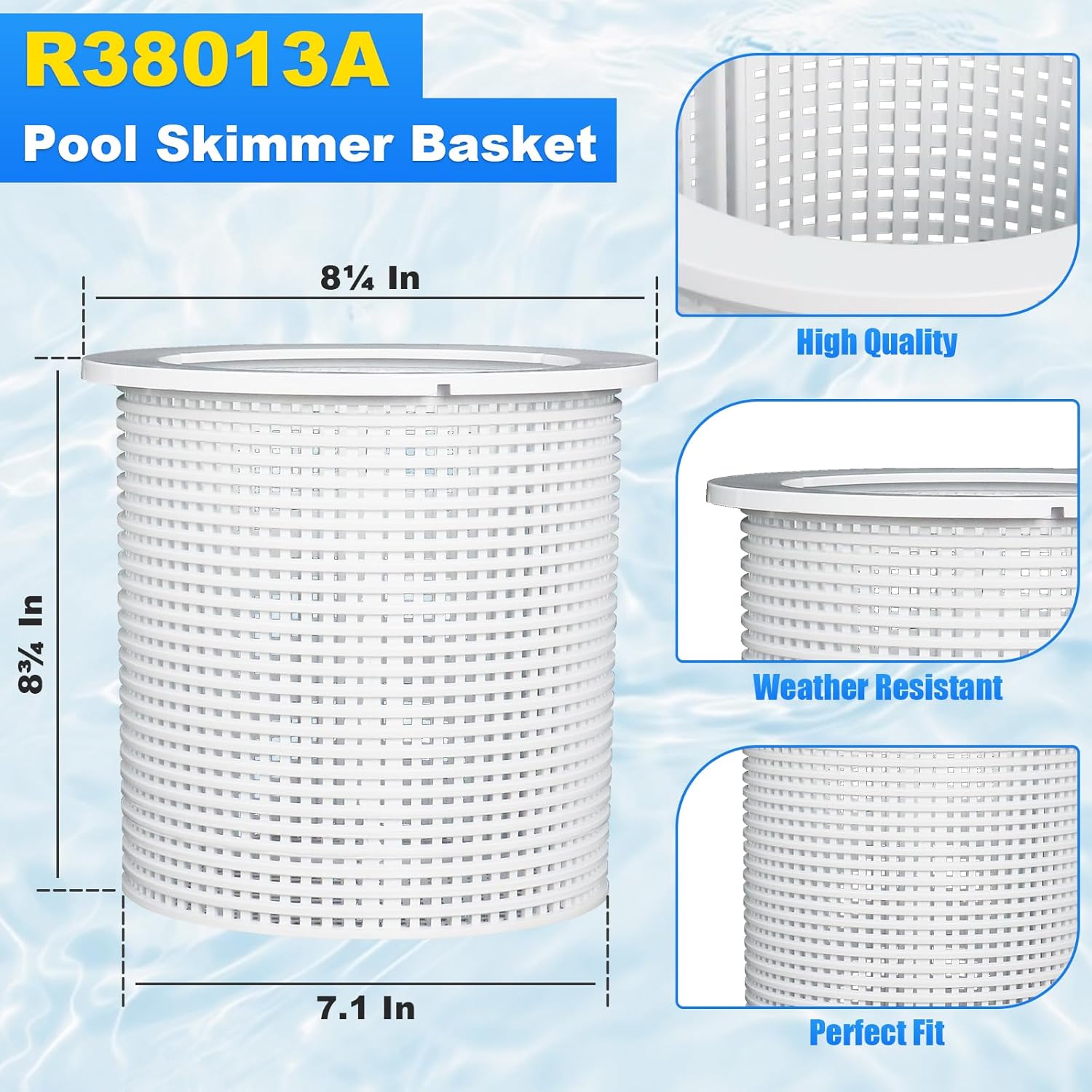 Swess R38013A Pool Skimmer Basket for Inground Pool, Heavy Duty Pool Basket Skimmer Pool Filter Basket Compatible with Pen-Tair for V38-135 V38-135 V38-136