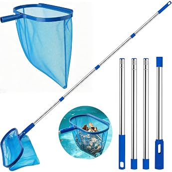4BAOHUI Pool Landing Net with Telescopic Rod 175 cm Landing Net Pool Fine Mesh 35 cm Deep Pond Landing Net Pool Landing Net for Swimming Pool Pond Algae & Bestway Pool Above Ground Pool