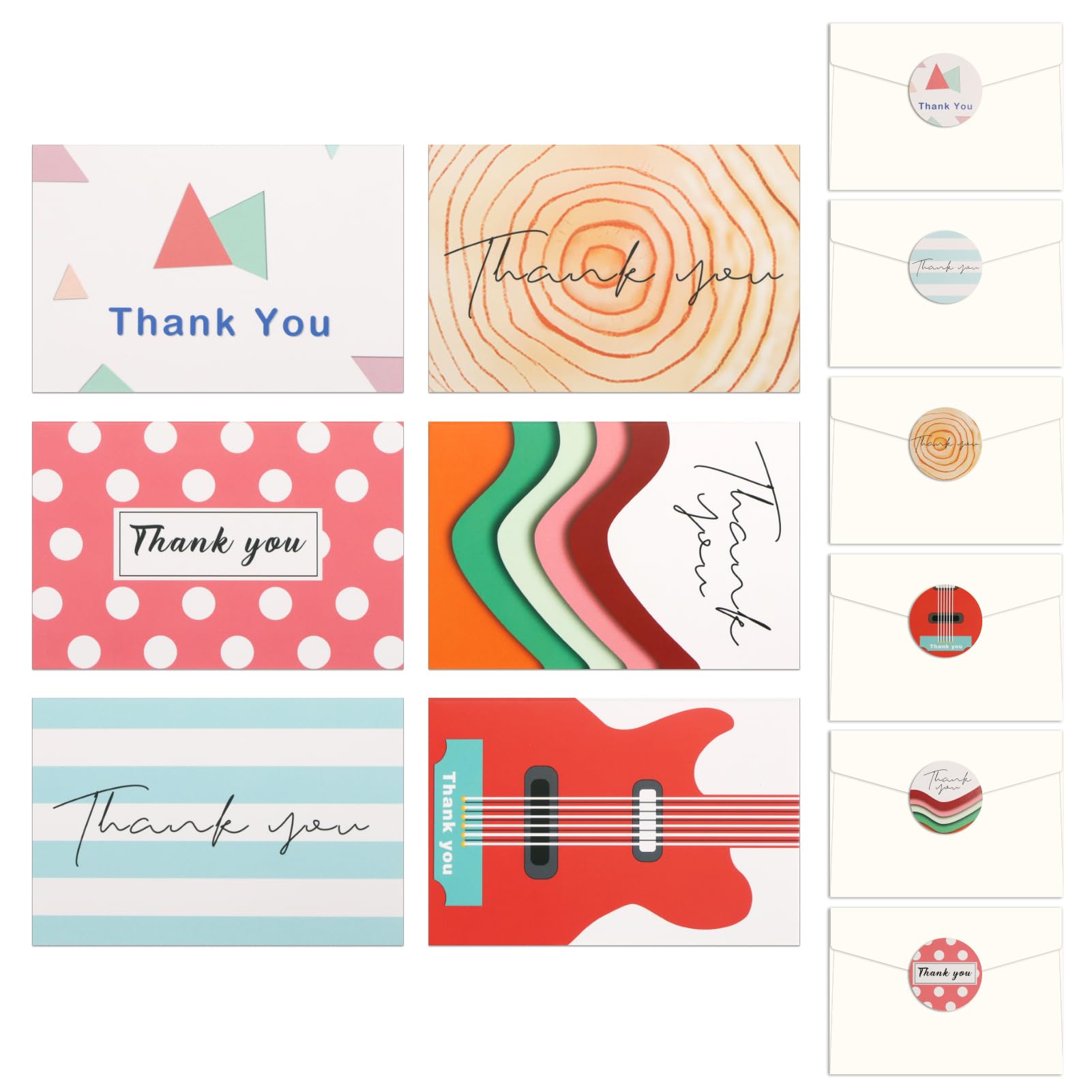 Edenseelake 24 Pack Mini Thank You Cards with Envelopes and Stickers, Small Thank You Notes for Christmas, Wedding, Business, Baby Shower, Funeral, Graduation