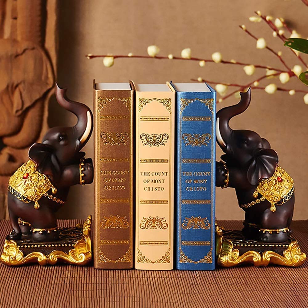 Serre-livres éléphant rétro organisateur de bureau lourd pour bureau et salon