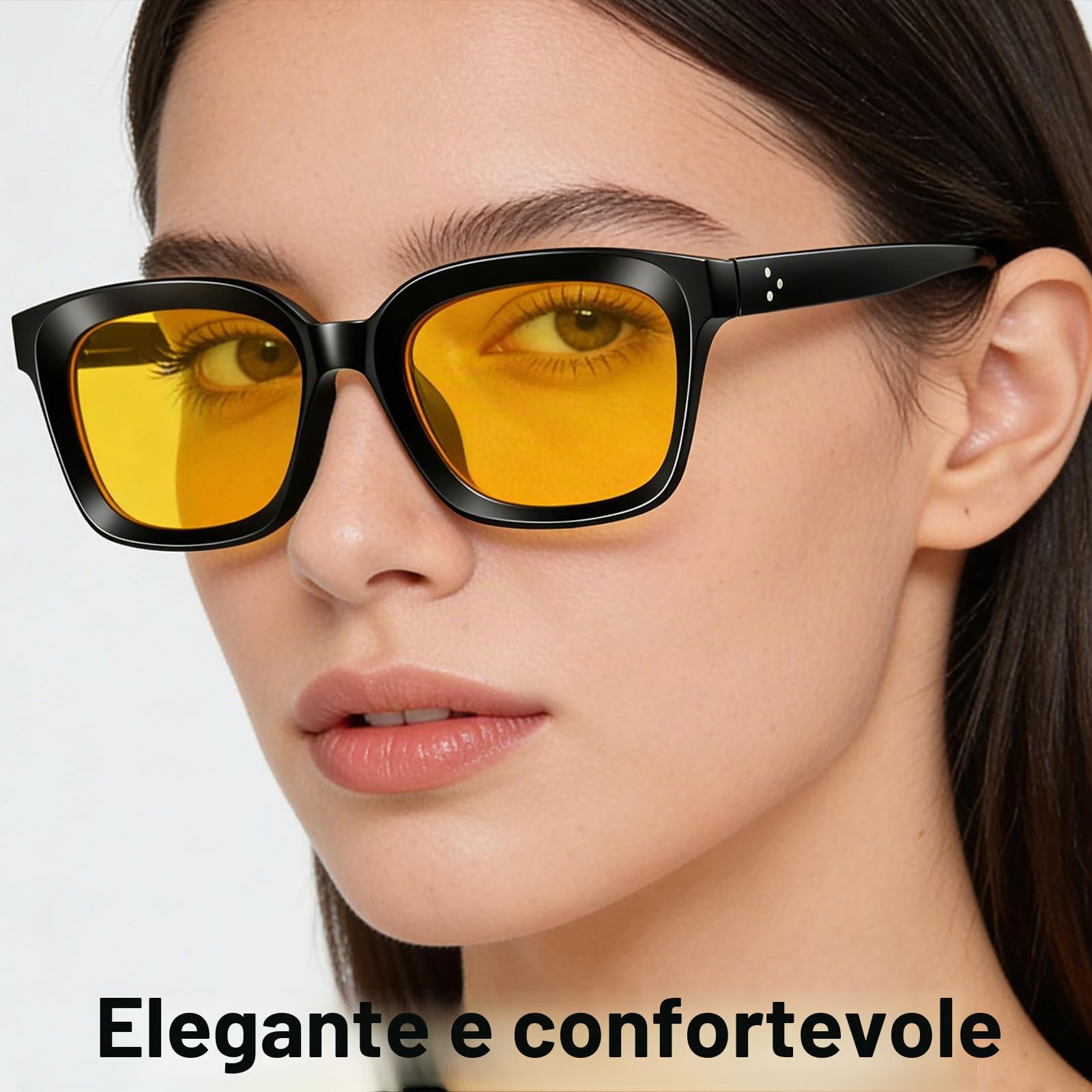 Hubeye Occhiali Anti Luce Blu Neri Montatura Quadrata, Ultraleggeri Occhiali da Gaming con Lenti Gialle/Rosse, Anti-Glare UV400 Occhiali da Computer Unisex Uomo Donna