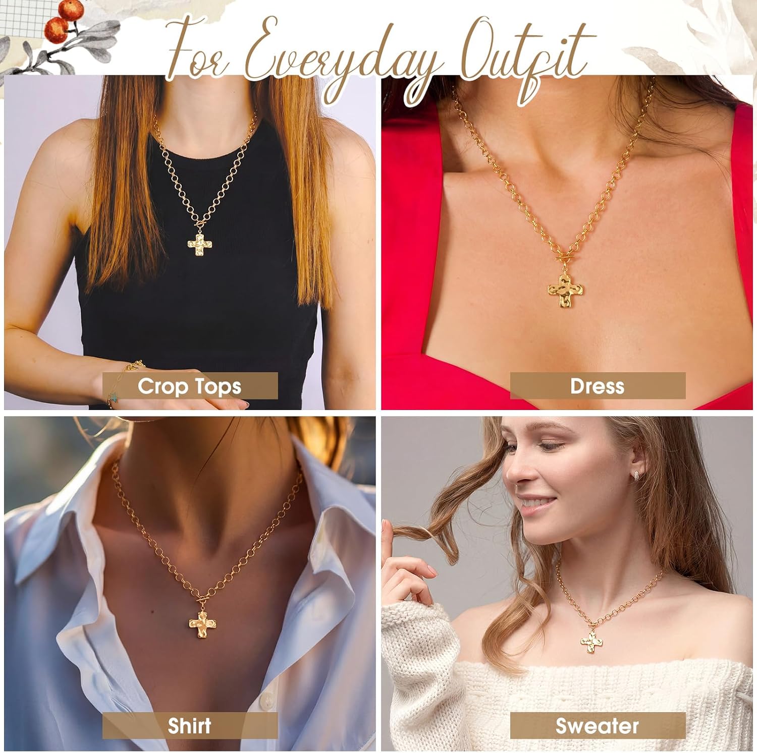 Highergo 10 Sets Faith Cross Necklaces Bulk Christian Gifts for Women Easter Religious Gift Bible Verse Card Organza Bag, Baptism Prayer Religious Bible Verse Jewelry Gifts,Easter Basket Stuffers