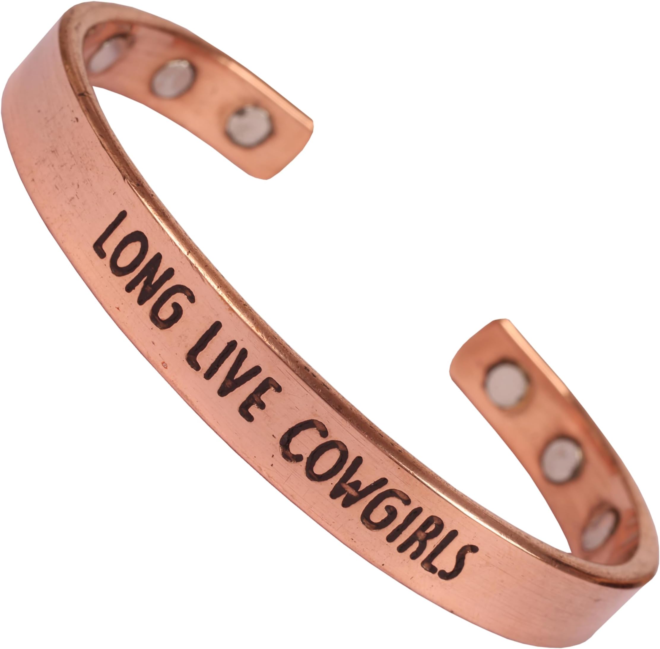 Inspirational Copper Engraved Magnetic Bracelets for Teen Girls/Women-Personalized Jewelry Gifts for Best Friend/Mom/Daughter/Sister - Adjustable Bracelet in a Gift Box Long Live Cowgirls