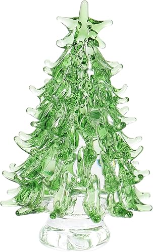 Mini figura de árbol de Navidad, decoración de escritorio de cristal para alegría, diseño de árbol de Navidad iluminado para decoración festiva