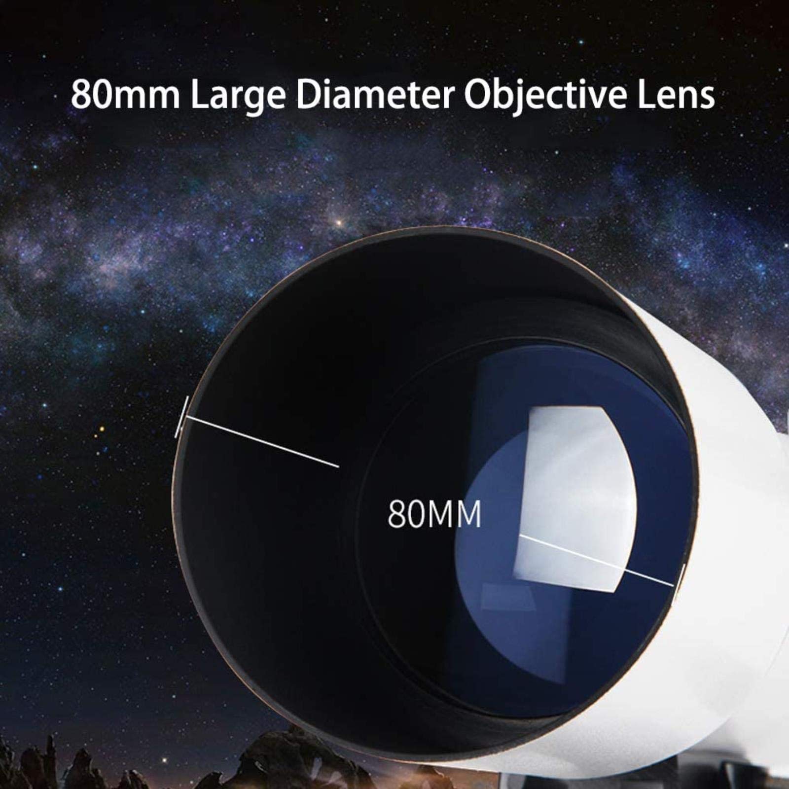 Telescopio per Bambini Principianti Adulti, Apertura 80 mm telescopio 500 mm per Astronomia BAK4 Lente Prisma telescopio rifrattore astronomico con treppiede per osservare la Luna e Il Pianeta, per