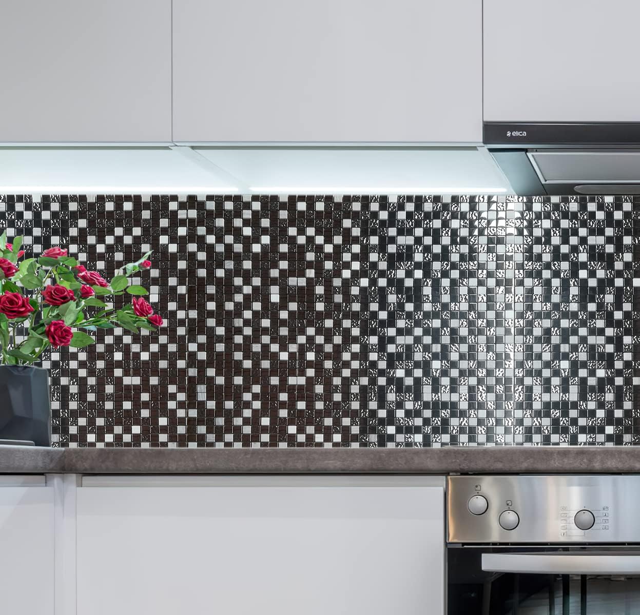 Silver Glass and Stone Mosaic Tile (4.75 Sq ft- Box of 5 Sheets)