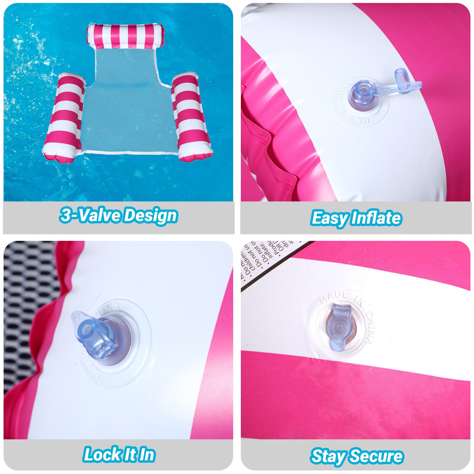 Amaca ad acqua – Sedia da nuoto – Amaca ad acqua con rete – Materasso ad aria 3 in 1 – Tappetino da nuoto con pompa galleggiante – Divertente accessorio per piscina per mare, spiaggia, lago