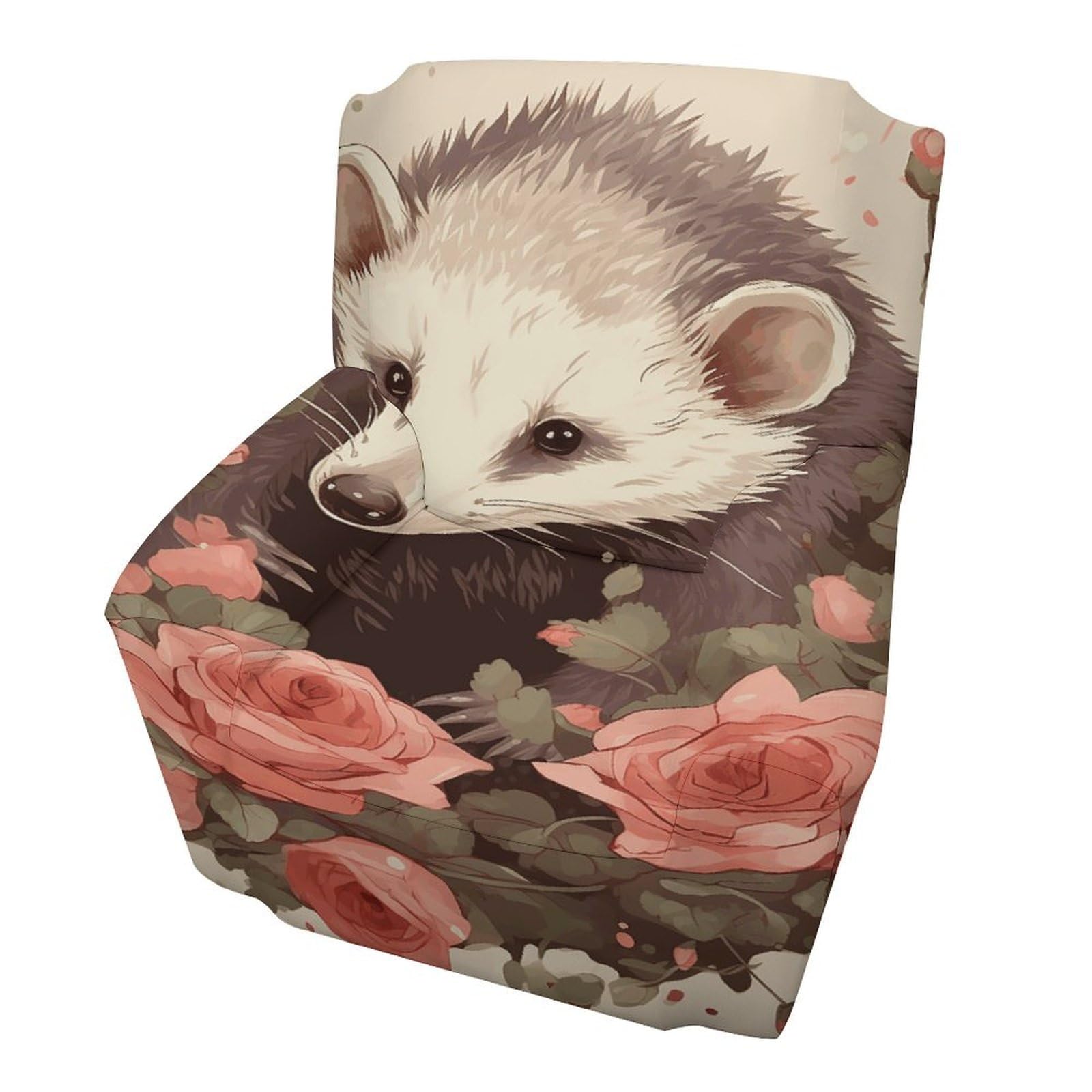 Housse de canapé imprimée opossum et roses avec finitions haut de gamme