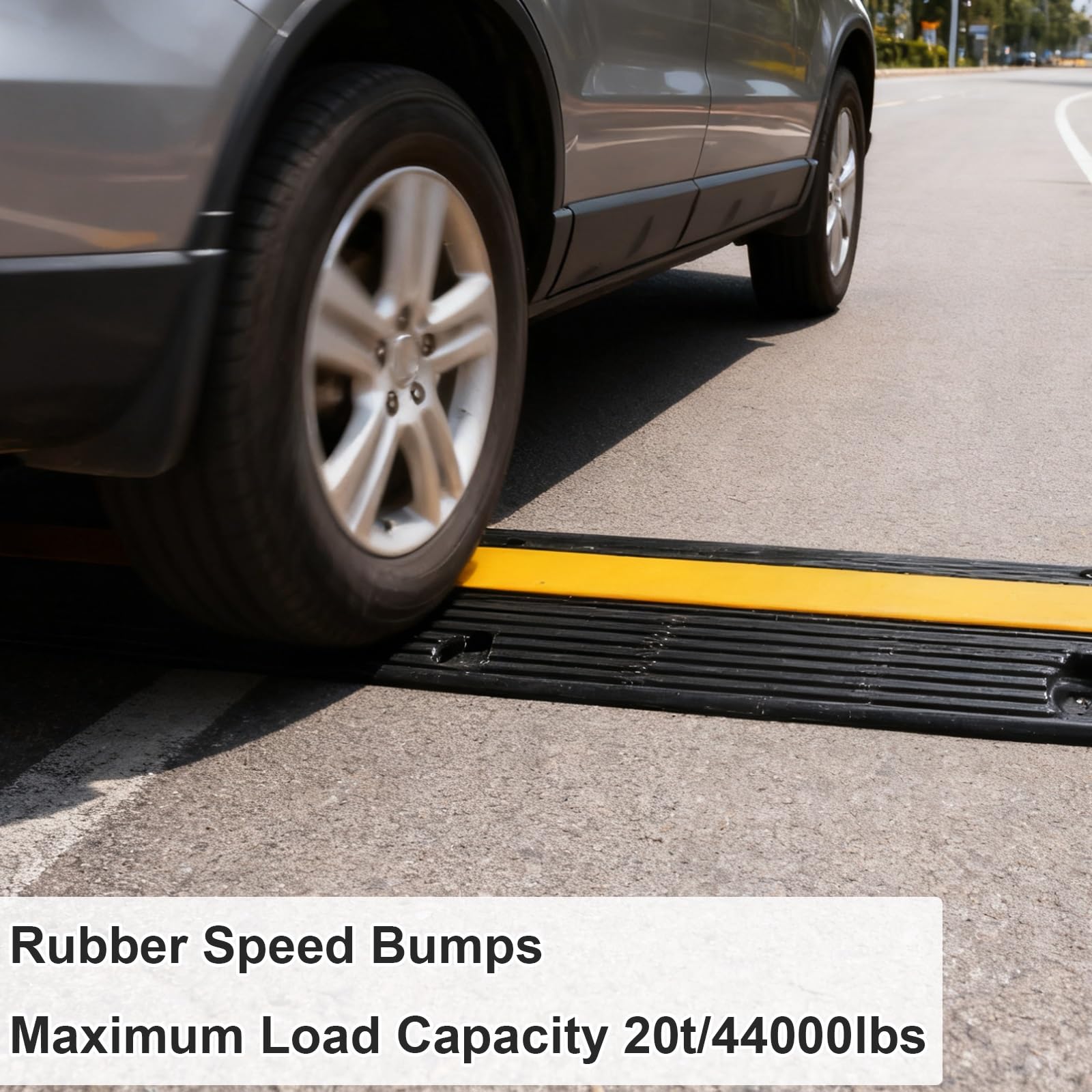 Reductor de Velocidad Vial de Goma 100cm, Canaleta Cables Suelo, Badenes para Garaje, Carga Máxima 20t