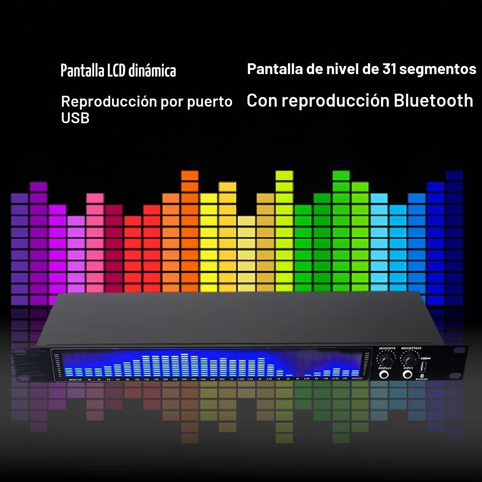 Analizador De Espectro De Audio, Pantalla De Nivel De Frecuencia En Tiempo Real De 31 Segmentos, Medidor VU De Música, 3 Modos De Entrada, Alta Sensibilidad