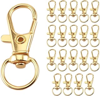 ナスカン キーホルダー金具 20個セット ストラップ パーツ アクセサリーパーツ レバー付きナスカン金具 キーリング ステンレス 回転リング付きフック ゴールドB(10mm) ND-0329-R03-GD-B-10mm-20ps