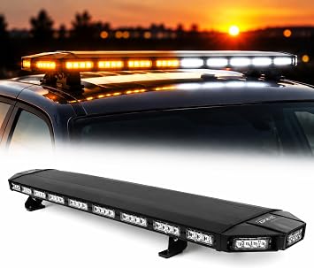 47" LED Emergency Light Bar, 108 LED Amber White Strobe, 12V-24V