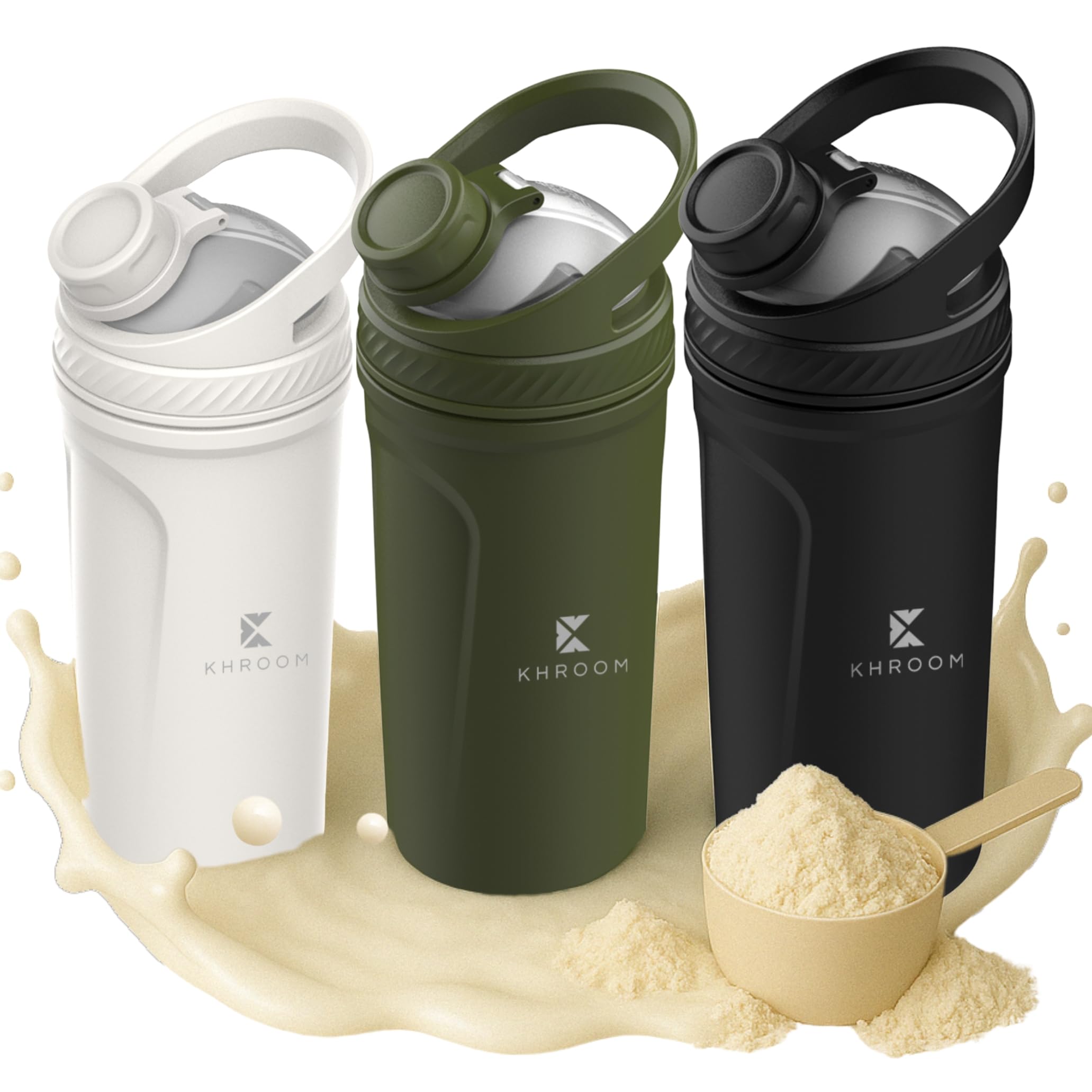 Khroom Shaker Protéine Inox 700 ml Isotherme 12h avec Tamis Métal Sans BPA | Acier inoxydable sans BPA | Isotherme 12h chaud/froid | Tamis métal anti-grumeaux | Idéal musculation, sport & smoothies