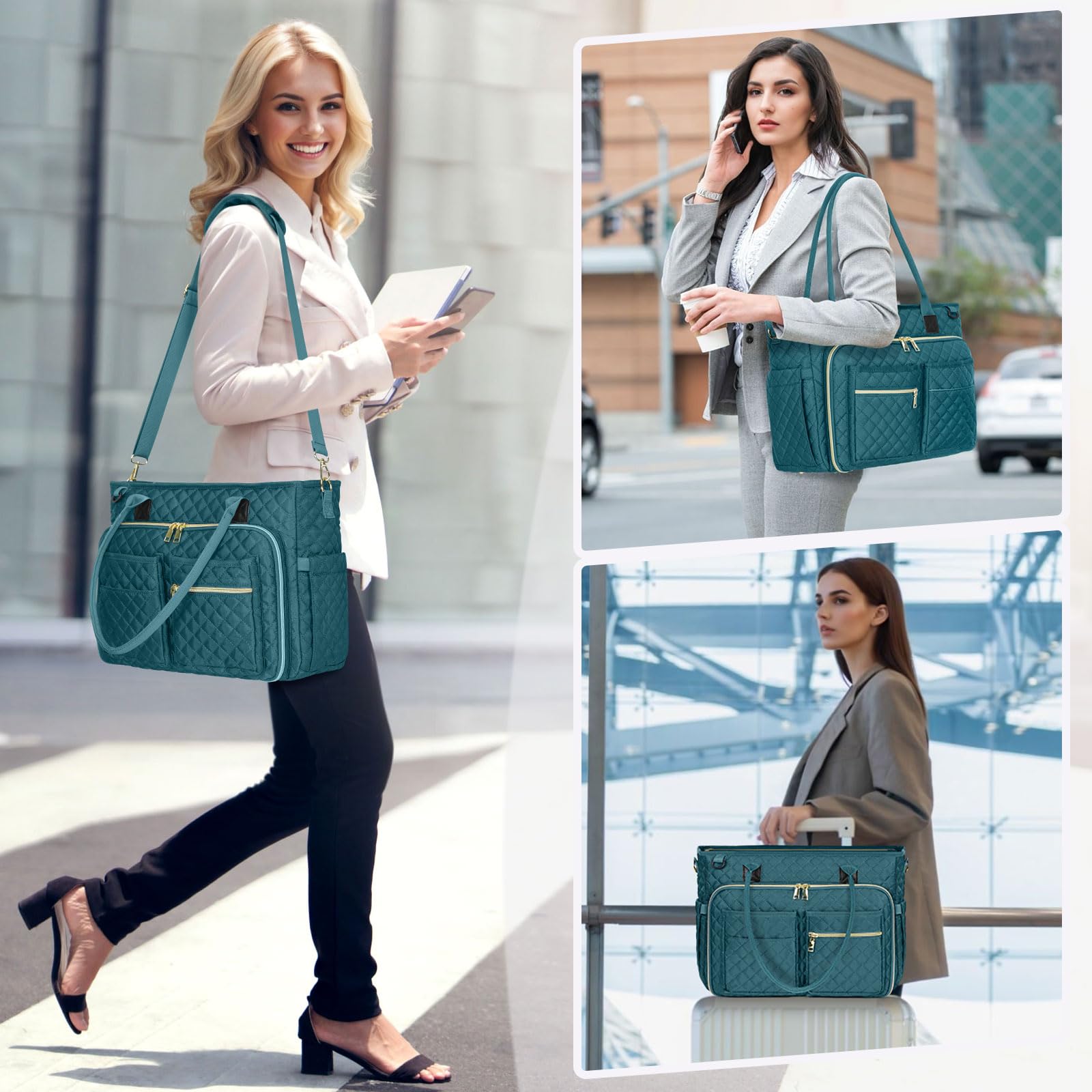 RAINSMORE Lehrertasche 17.3 Zoll Laptoptasche Damen Aktentasche mit Isolierter Tasche Arbeitstasche Damen für Krankenschwestern, Lehrer, Universität, Business
