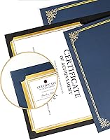 Vista 11 de GNL Paquete de 50 soportes negros para certificados – Soporte para diploma, cubiertas de certificado con borde de lámina dorada, para papel