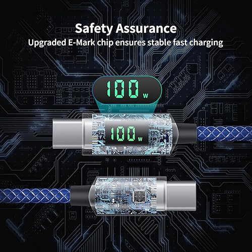 Miniatura 5 de SOOPII Cable USB C a USB C, cable USB C de carga rápida PD de 10 pies, cable USB C de nailon trenzado tipo C con pantalla LED para lPhone 1515 Plus,