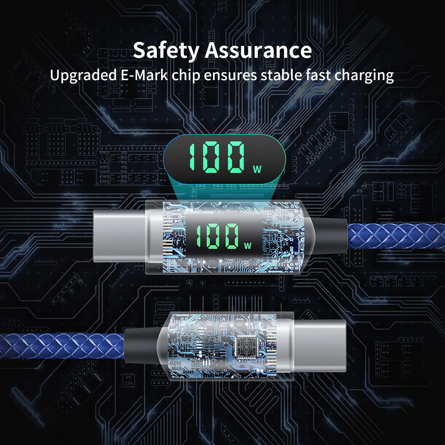 SOOPII 100W Cavo da USB C a USB C, [2Pezzi, 3 m] Cavo Type-C a treccia di nylon da con display a LED per lPhone 15/15 Plus, MacBook Pro, Galaxy S22/S10, Pixel, LG