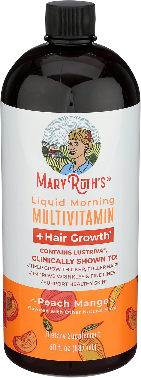 MARYRUTH'S Liquid Multivitamin+Hair Growth | Clinically Tested for Thicker Hair & Facial Wrinkles in Women | Biotin 10000mcg | Lustriva Hair Growth Supplement | Skin Care | Age 18+ | 30 Fl Oz - Image 4