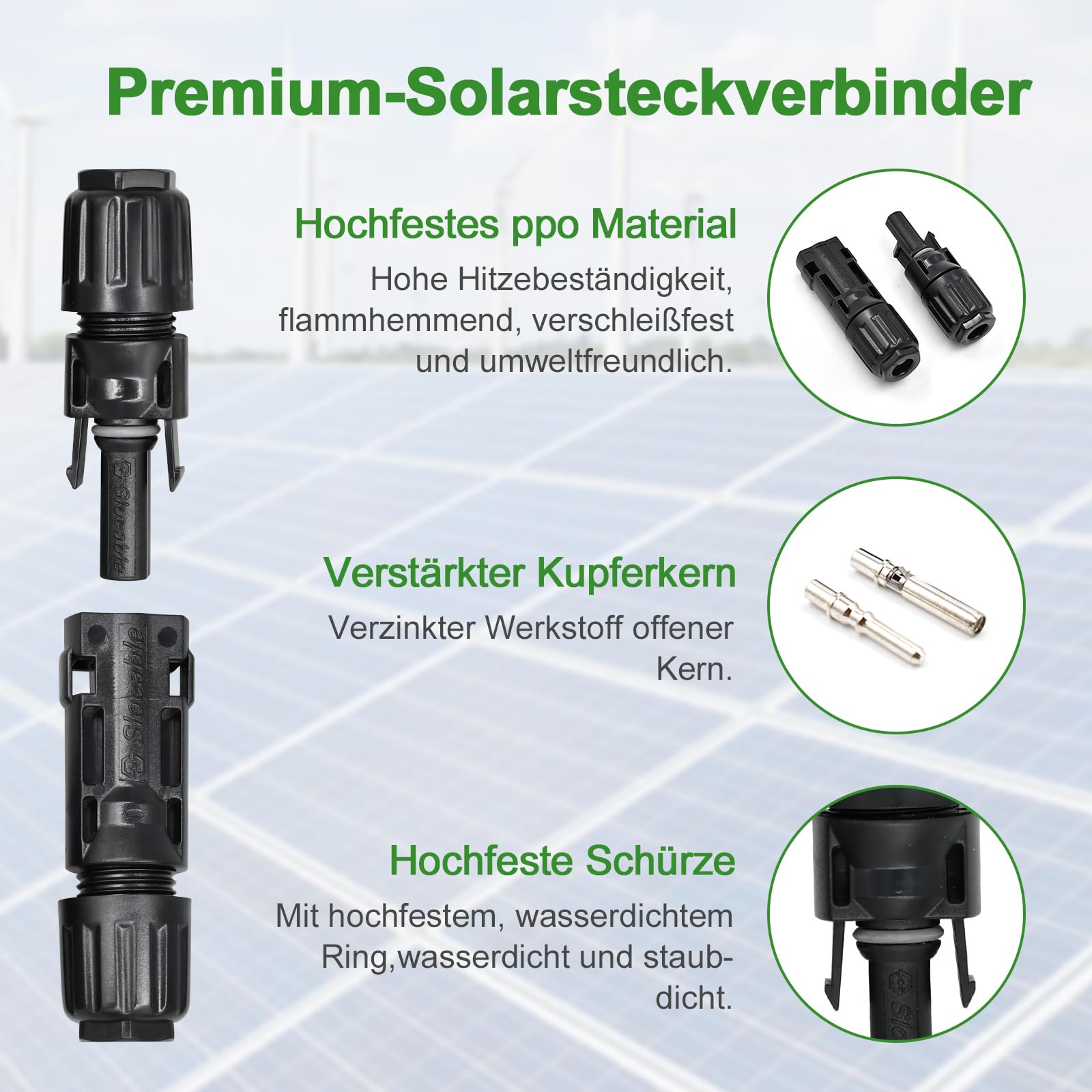 Sayhome Solar-Stecker 10mm² (8 AWG) – 5 Paar, IP Produktbild-Vorschau 2