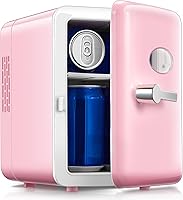 Reemix Retro Mini Fridge 4L - Portable 6 Can Cooler for Home, Car, Bedroom, Office, Dorm - Pink Skincare Fridge