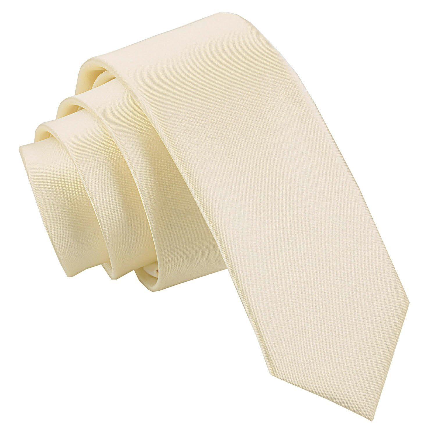 Dqt Men's Champagne Plain Satin Tie - 5Cm Skinny Width Necktie - Wedding, Business & Formal