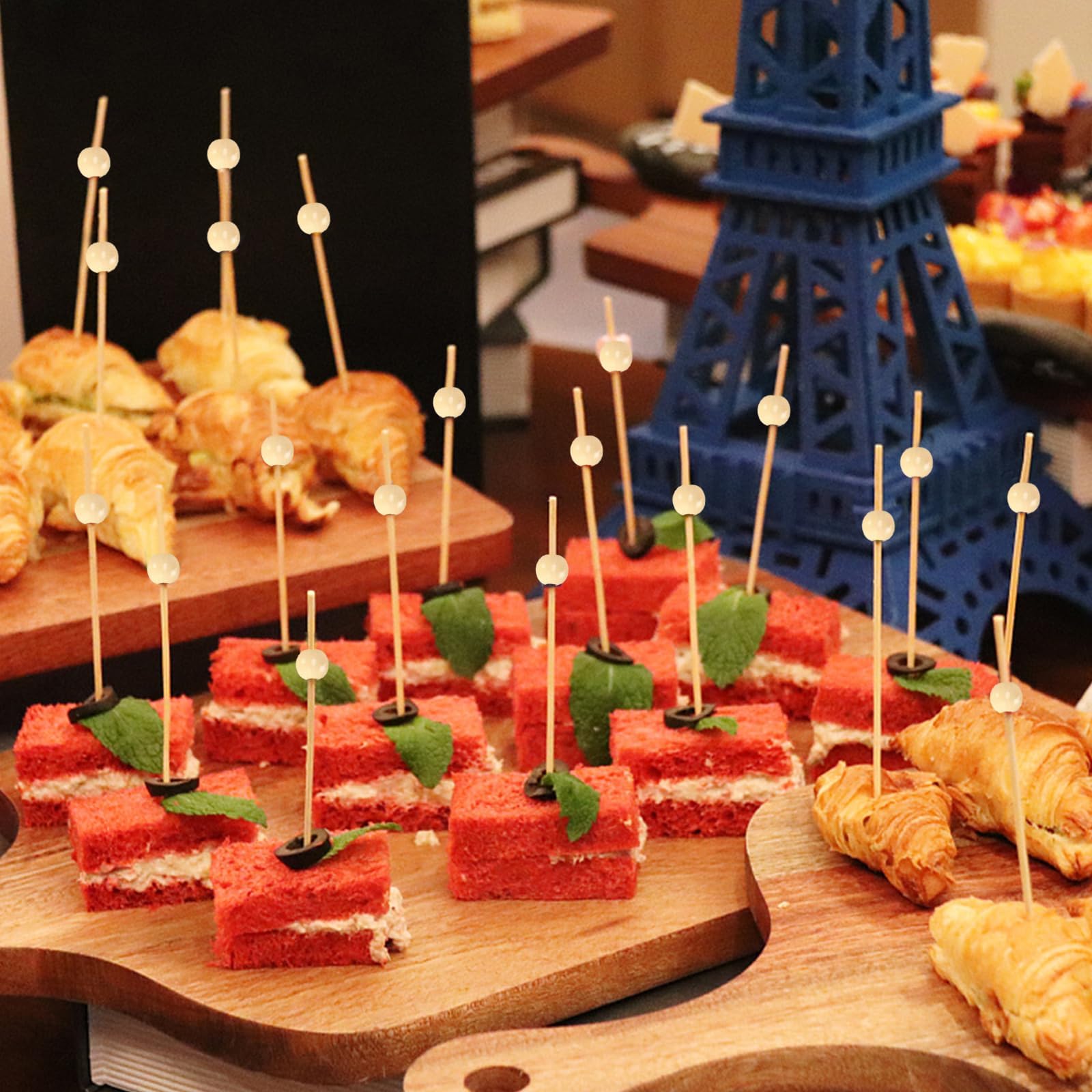 400 Pezzi Di Stecchini Per Cocktail 12 Cm, Stecchini Fingerfood Con Perline Di Legno, Stecchini Per Snack Fingerfood, Stecchini Per Cocktail In Bambù Per Festa, Compleanno, Buffet, Matrimonio (Legno,