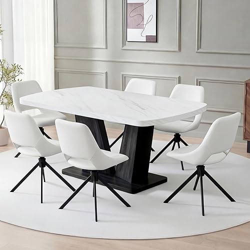 Miniatura 28 de Juego de 4 mesas de comedor de mármol para 4, juego de 4 mesas y sillas de comedor, juegos de comedor, Comedor Moderno, sillas de comedor tapizadas