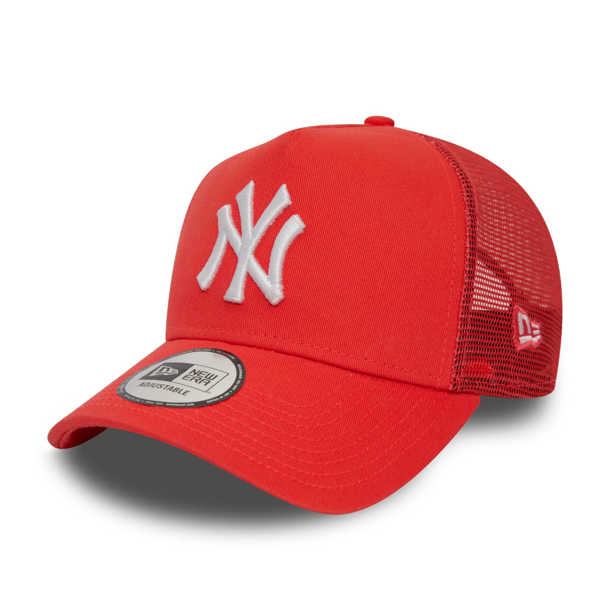 New Era MLB Baseball - New York Yankees - - Trucker Cap hat Cap - Adjustable - Curved Visor mesh - red
