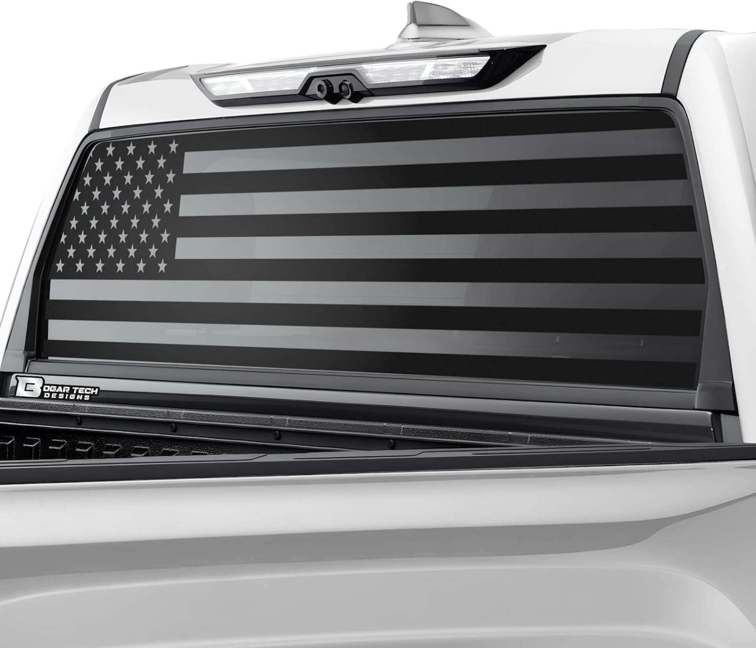 BOGAR TECH DESIGNS Precut Rear Window American Flag Vinyl Decal Sticker Compatible with Toyota Tundra 2022-2025, Matte Black